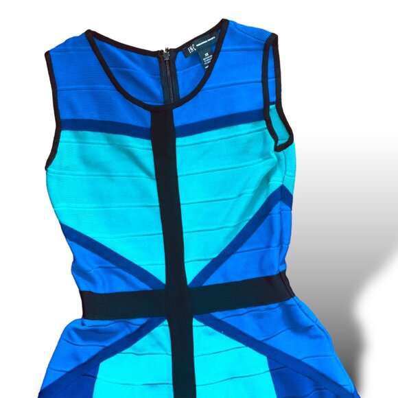 INC Striped Bandage Dress - Turquoise/Blue, Size XS - Picture 7 of 10